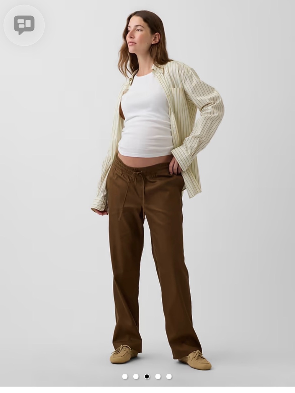 Relaxed Drawstring Underbelly Maternity Pants in White NWOT